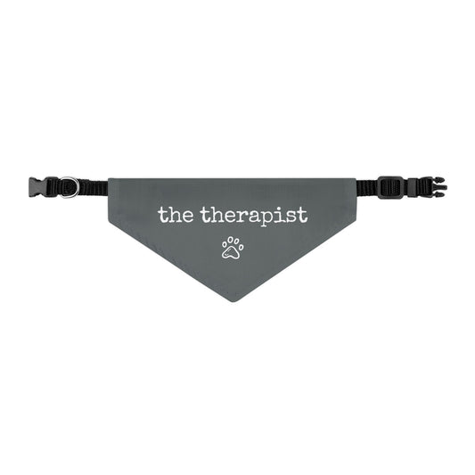 "The Therapist" Pet Bandana Collar in Charcoal Grey