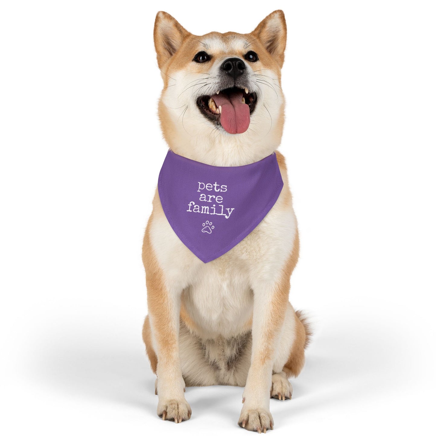 "Pets Are Family" Purple Pet Bandana Collar