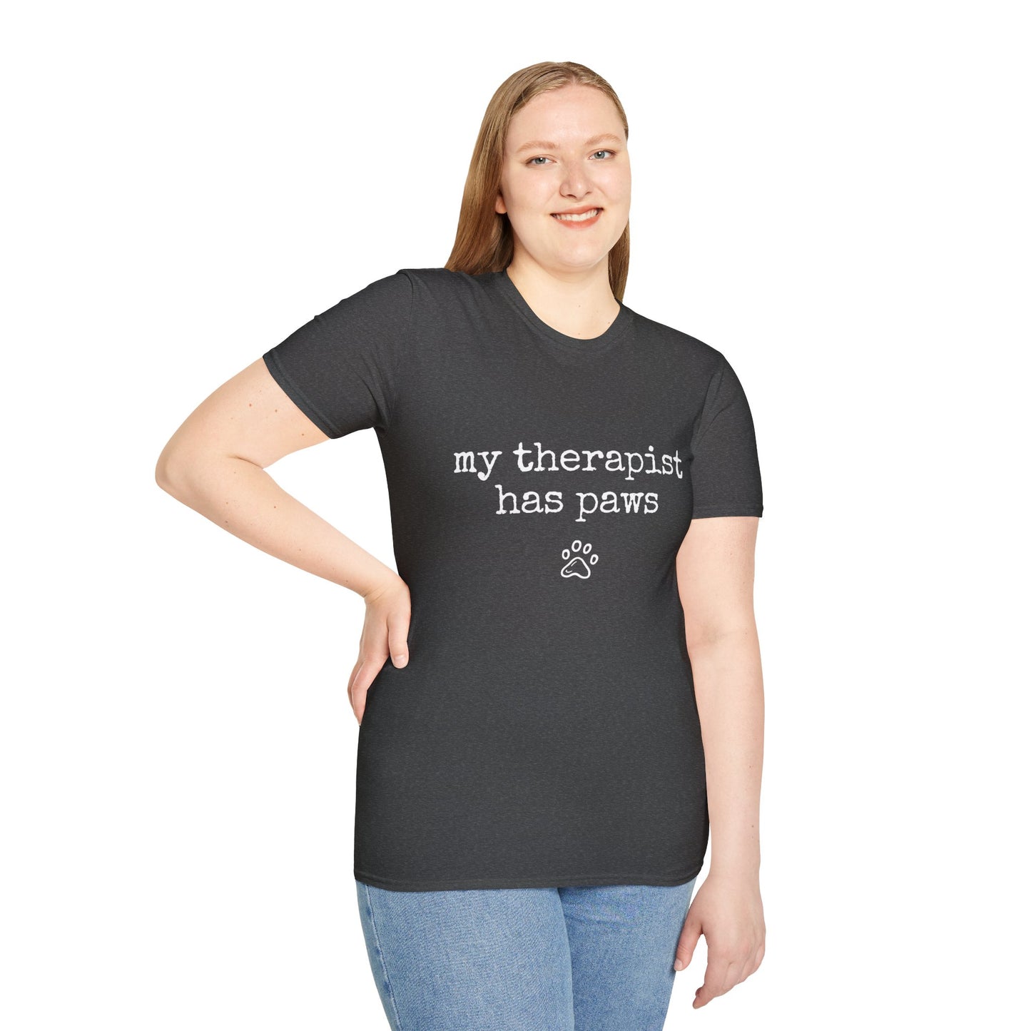 "My Therapist Has Paws" Unisex Softstyle T-Shirt