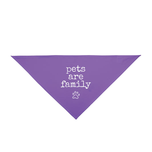 "Pets Are Family" Purple Pet Bandana