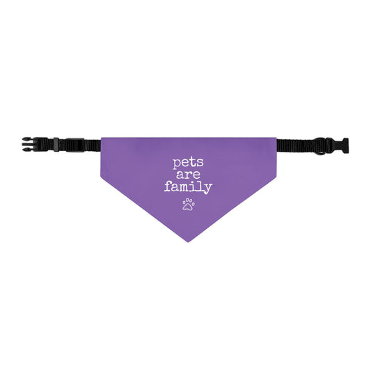 "Pets Are Family" Purple Pet Bandana Collar