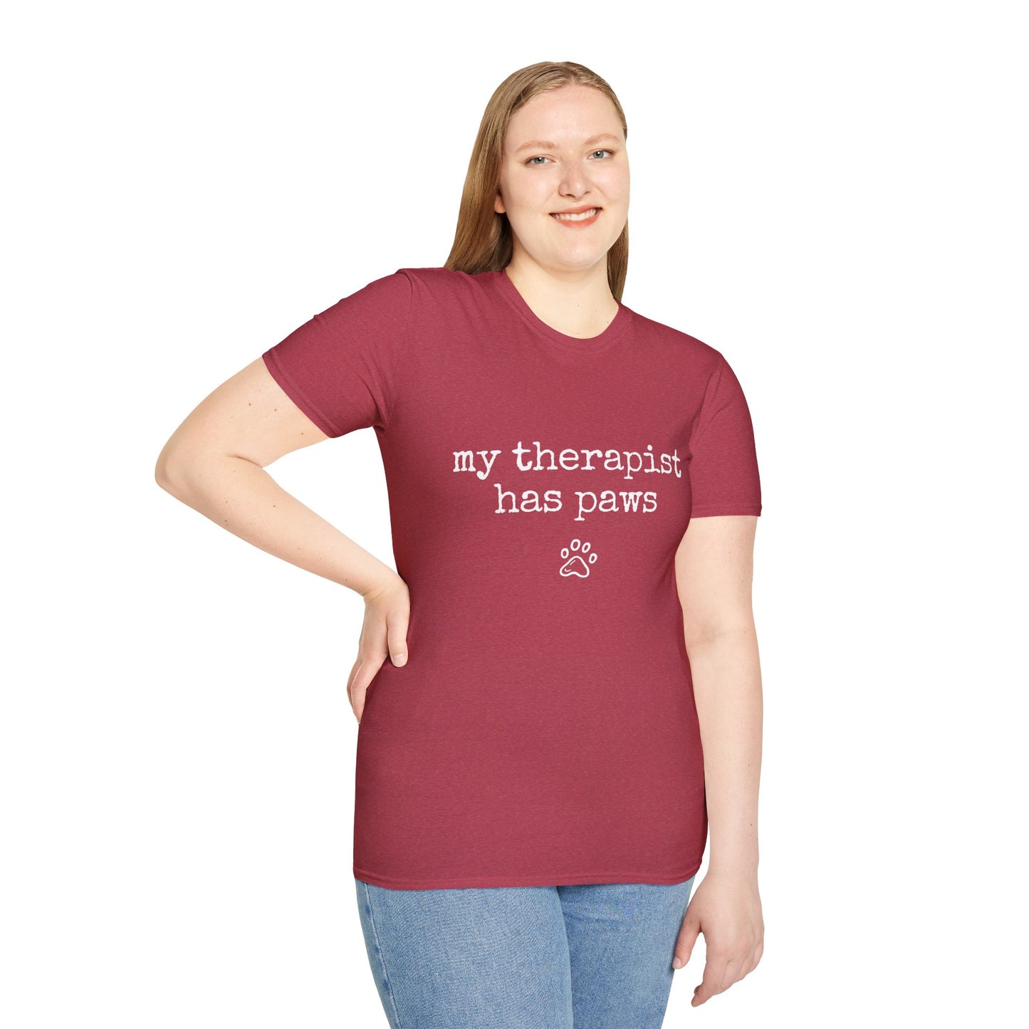 "My Therapist Has Paws" Unisex Softstyle T-Shirt