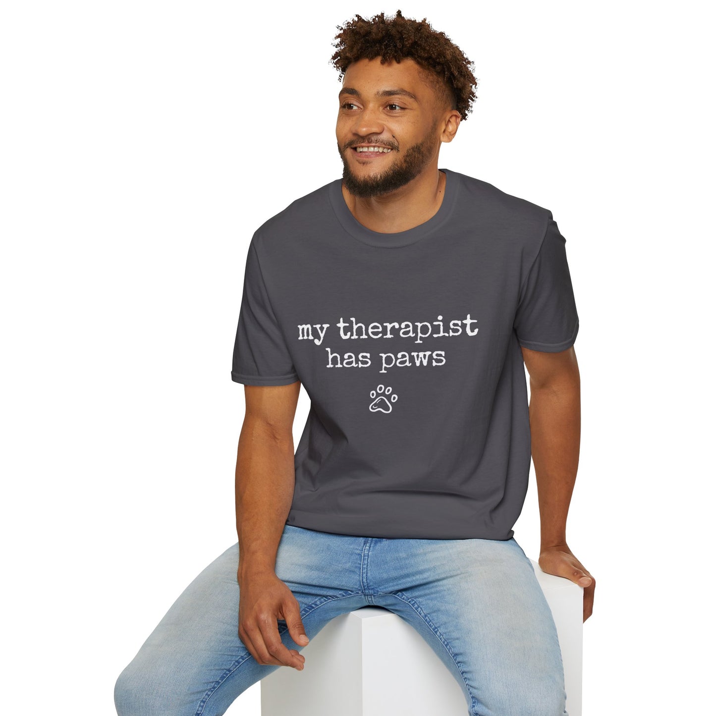 "My Therapist Has Paws" Unisex Softstyle T-Shirt