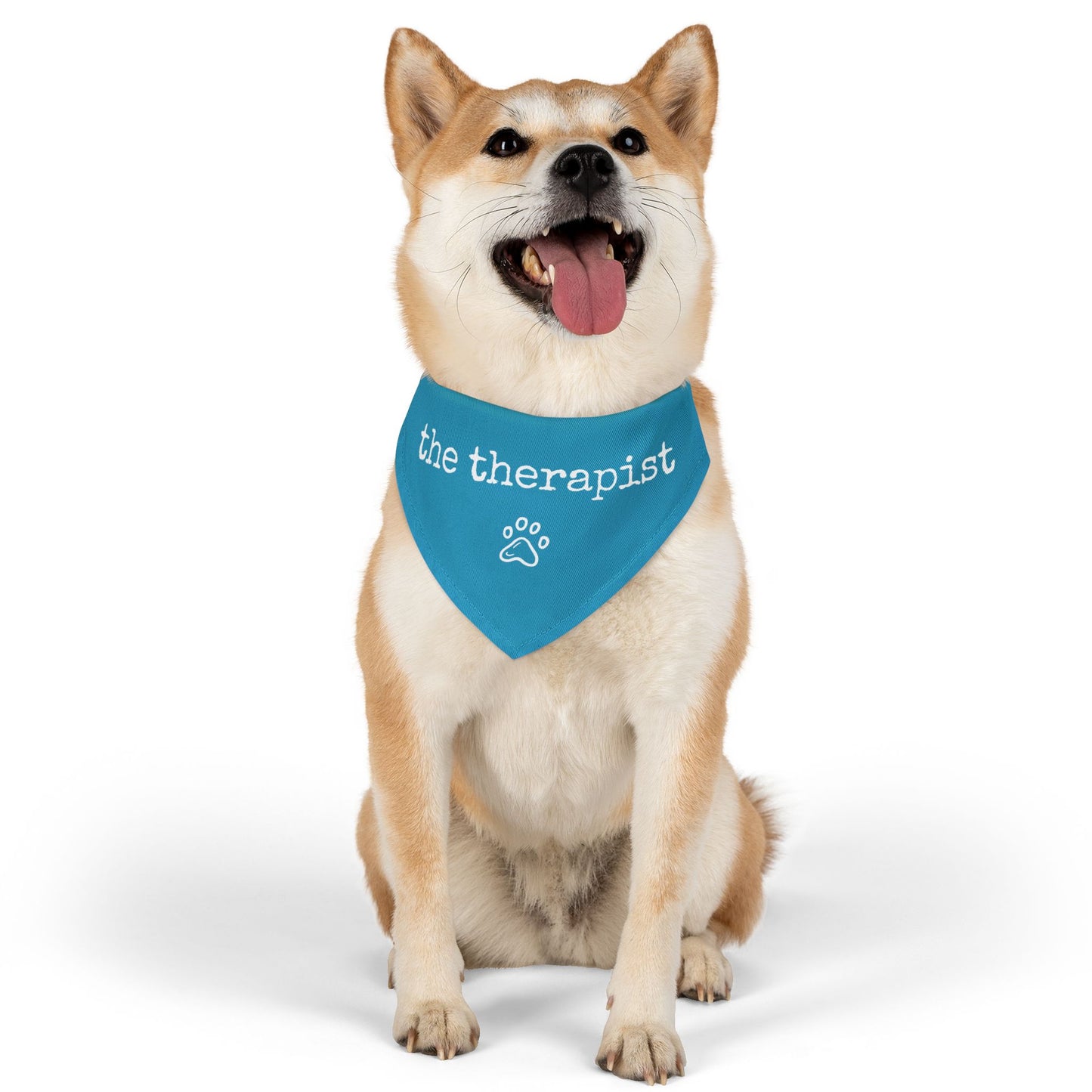 "The Therapist" Pet Bandana Collar in Turquoise