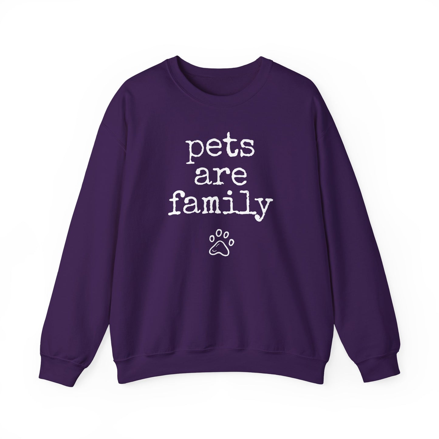 "Pets Are Family" Purple Crewneck Sweatshirt - Unisex Heavy Blend™