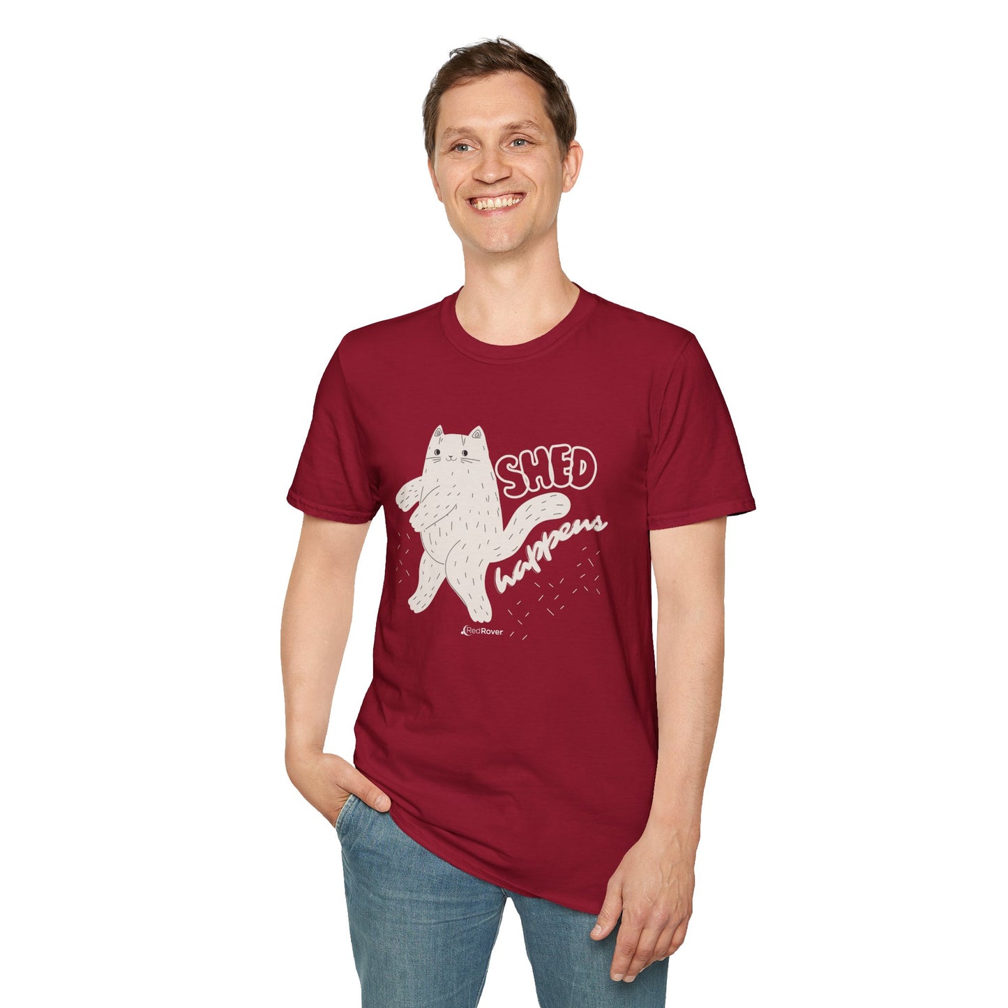 Walking Furball "Shed Happens” Dancing Cat Unisex Graphic Tee