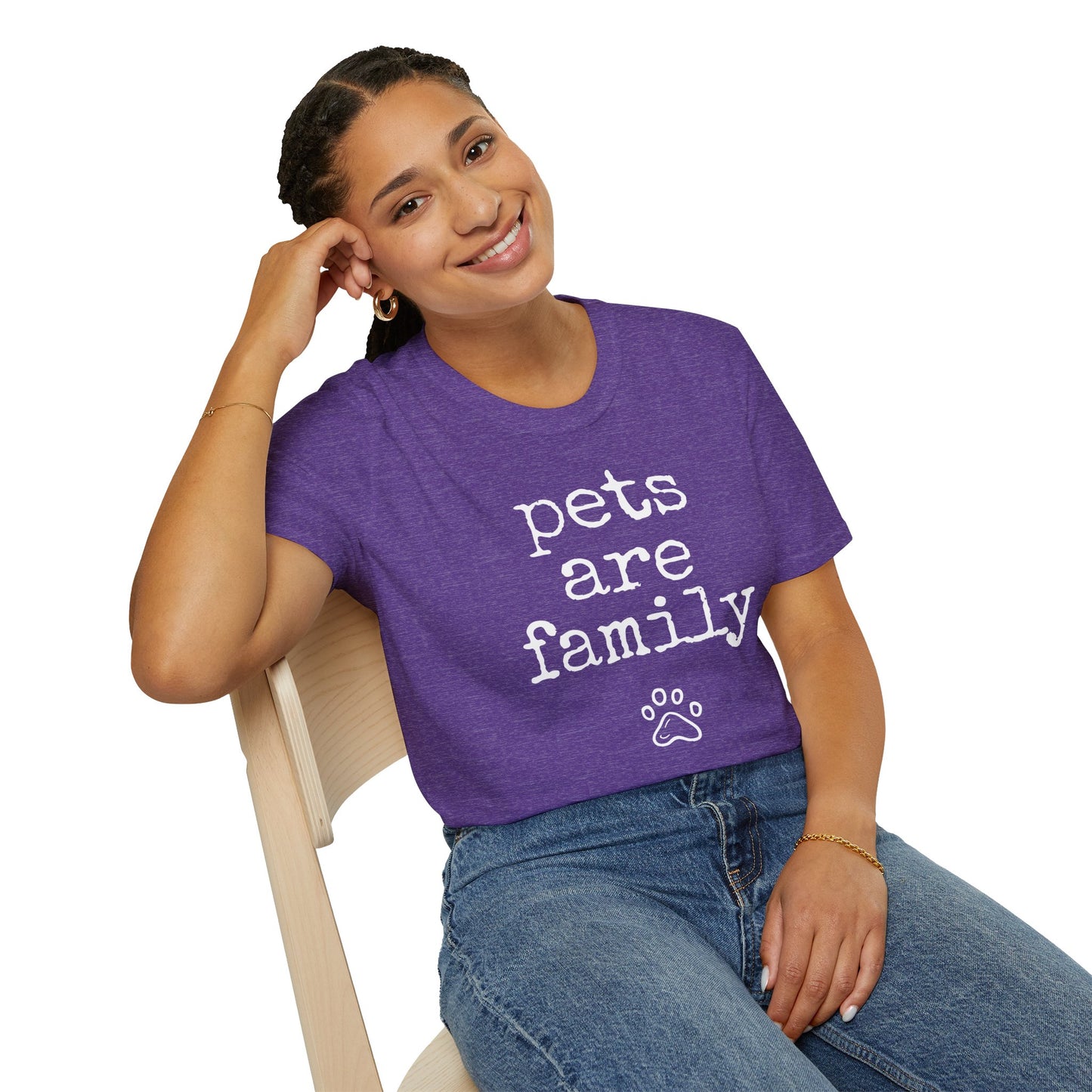 "Pets Are Family" Purple Unisex T-Shirt