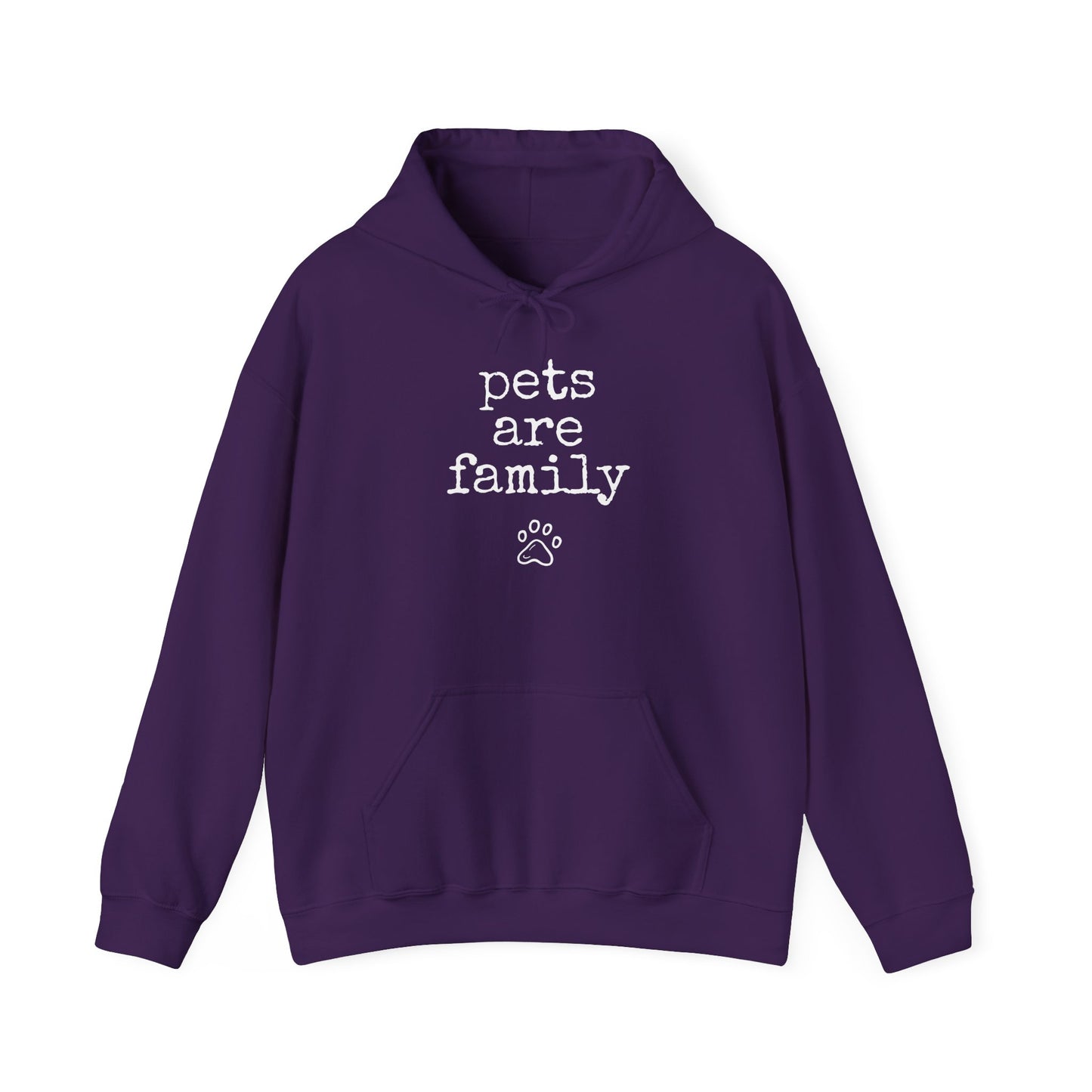 "Pets Are Family" Purple Unisex Heavy Blend™ Hooded Sweatshirt