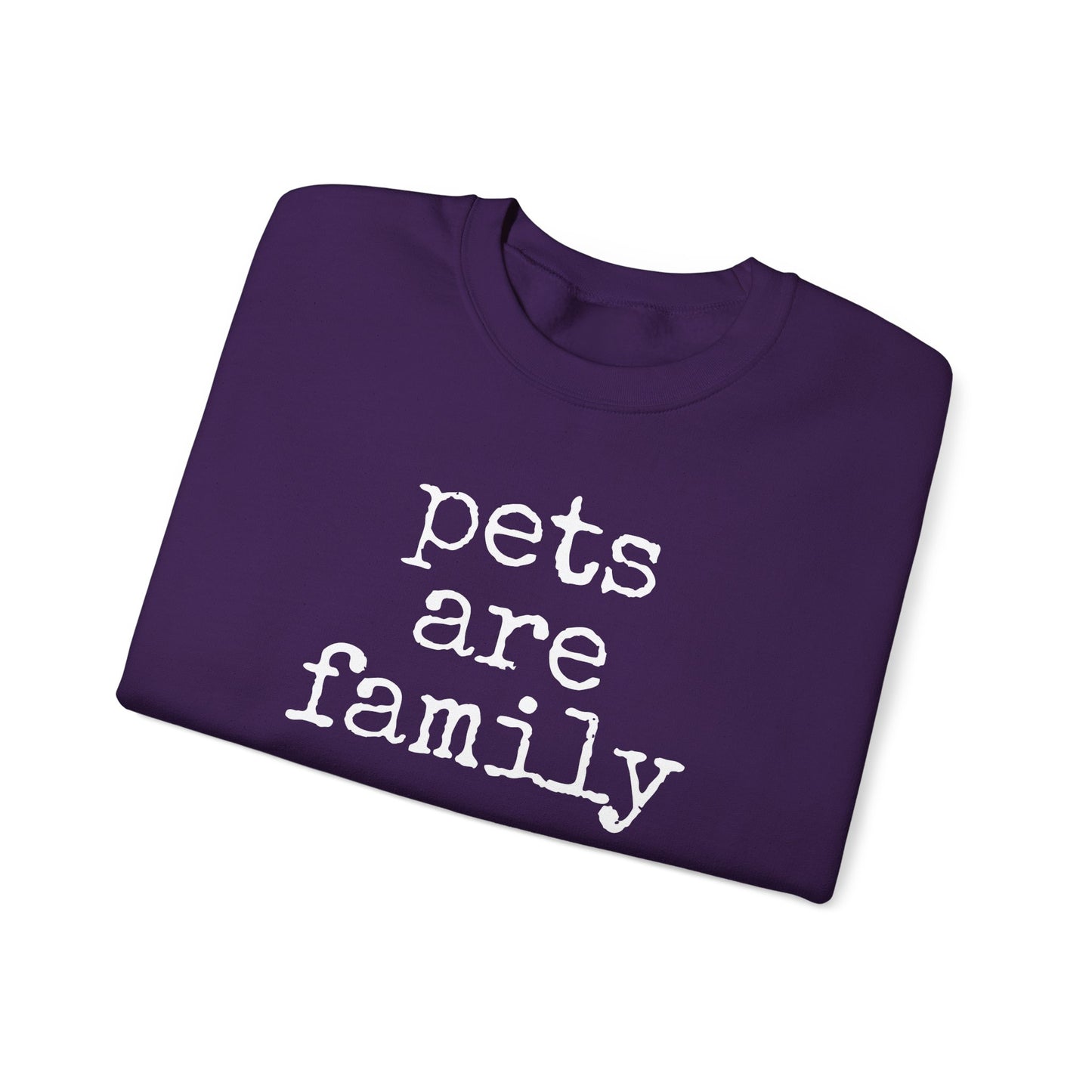 "Pets Are Family" Purple Crewneck Sweatshirt - Unisex Heavy Blend™