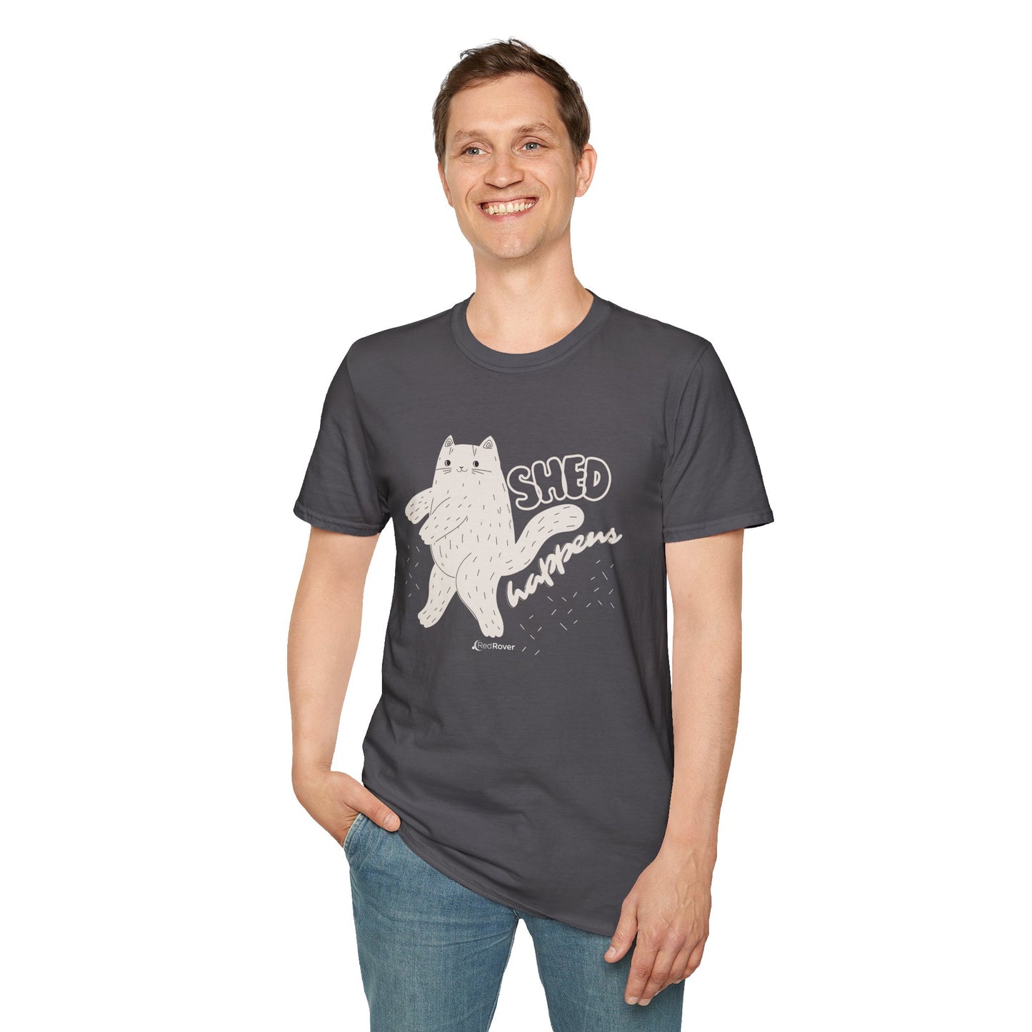 Walking Furball "Shed Happens” Dancing Cat Unisex Graphic Tee