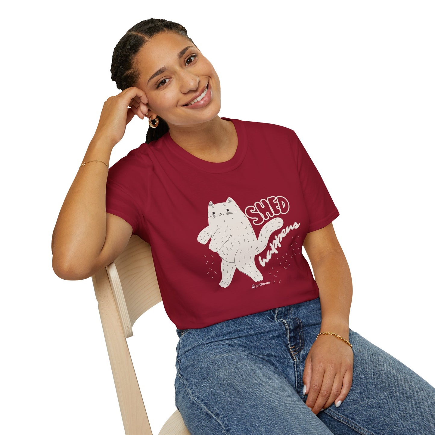 Walking Furball "Shed Happens” Dancing Cat Unisex Graphic Tee