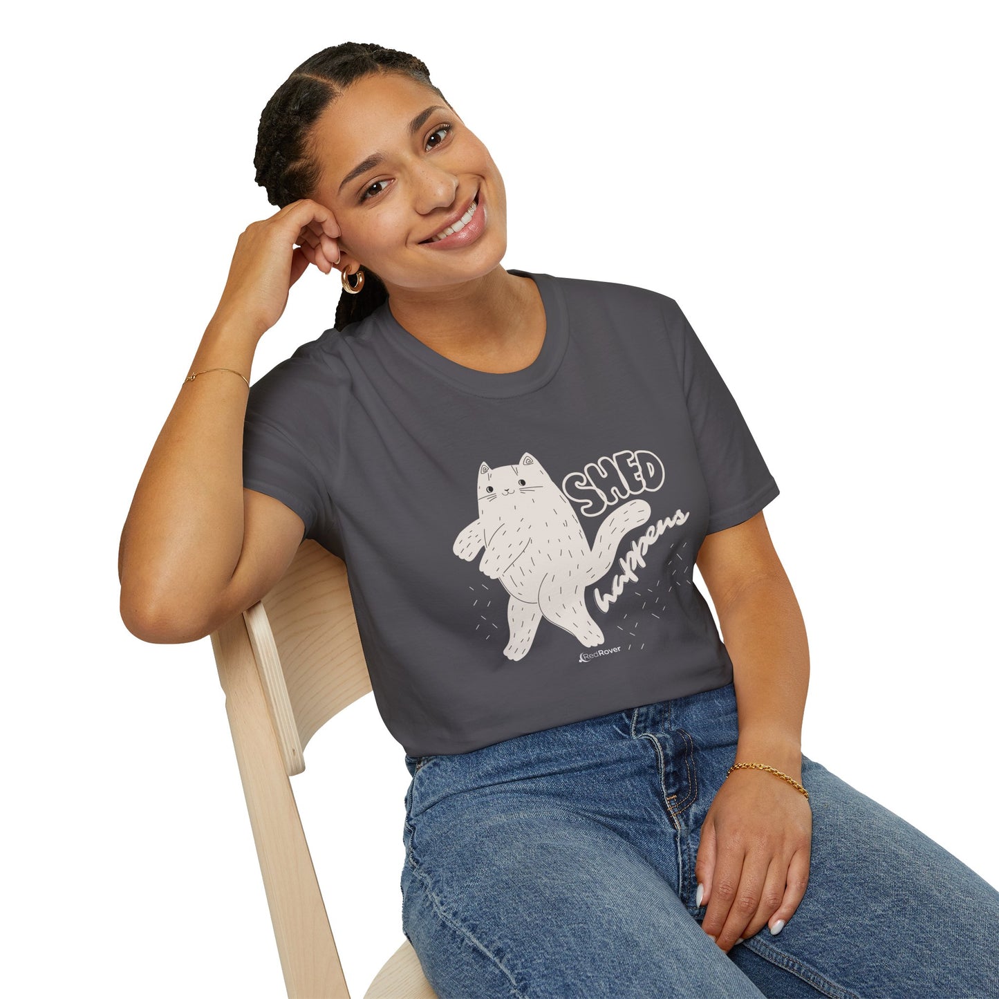 Walking Furball "Shed Happens” Dancing Cat Unisex Graphic Tee
